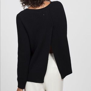 Cuyana black rib sweater w open back NWOT size XS
